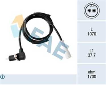 ABS-givare, Sensor, hjulvarvtal, Bakaxel höger, fiat punto, punto cabriolet, punto van, lancia y, 7766248