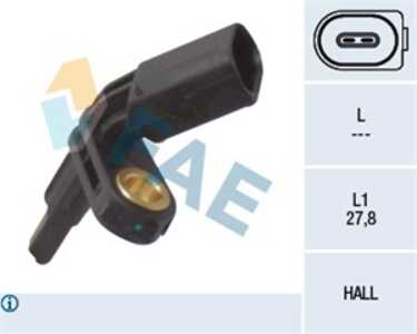 ABS-givare, Sensor, hjulvarvtal, Bakaxel vänster, framaxel vänster, audi,porsche,seat,skoda,vw, 7H0 927 803, ALS-430, WHT 003 8