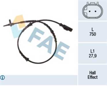 ABS-givare, Sensor, hjulvarvtal, Bakaxel, fiat panda, panda skåp/halvkombi, 51713211, 51791153