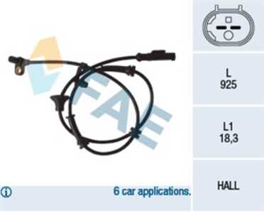 ABS-givare, Sensor, hjulvarvtal, Bakaxel, citroën c1, c1 ii, peugeot 107, 108, toyota aygo, 4545 E2, 89 544 0H0 20, 89544 0H010