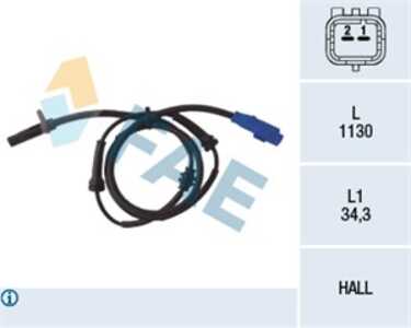 ABS-givare, Sensor, hjulvarvtal, Framaxel, citroën c2, c3 i, c3 pluriel, peugeot 1007, 4545 97, 4545.97, 96 387 201 80, 96.387.