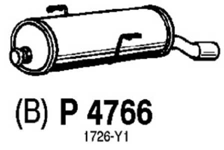 Bakre ljuddämpare, Bak, peugeot 206 halvkombi, 1726-XA, 1726-Y1