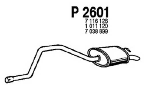 Bakre ljuddämpare, Bak, ford mondeo sedan i, mondeo turnier i, mondeo turnier ii, 1011120, 1041178, 1074184, 7038899, 7116126, 