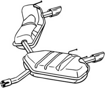 Bakre ljuddämpare, opel signum halvkombi, 13143712, 13143713, 13211360, 5852286, 5852287, 5852578