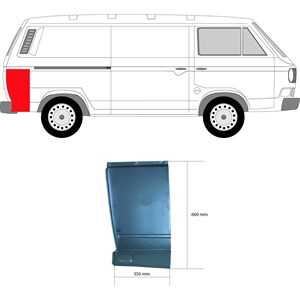 Bakvägg, Höger bak, vw transporter buss iii, transporter skåp iii