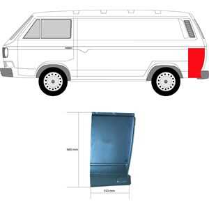 Bakvägg, Vänster bak, vw transporter buss iii, transporter skåp iii