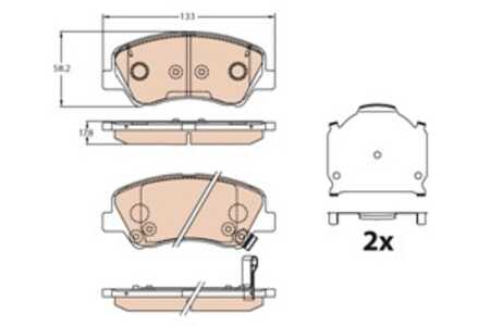 Bromsbeläggsats, Bakaxel, Framaxel, hyundai,kia, 58101-C8A00, 58101-C8A50, 58101-H5A25, 58302-H5A00