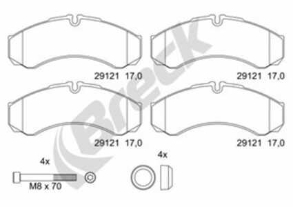 Bromsbeläggsats, Bakaxel, Framaxel, iveco,renault,renault trucks, 2991668, 2994086, 2995631, 2996091, 2996605, 42470835, 425481