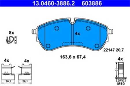 Bromsbeläggsats, Bakaxel, Framaxel, vw crafter buss, crafter flak/chassi, crafter skåp, grand california camper, 2N0 698 151