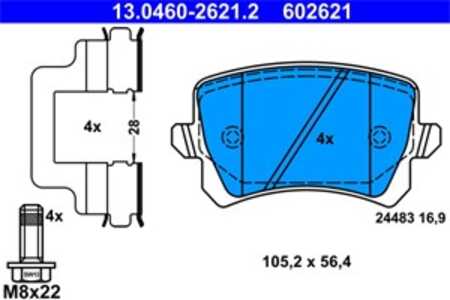 Bromsbeläggsats, Bakaxel, skoda,vw, 1K0 698 451 B, 1K0 698 451 E, 1K0 698 451 K, 3C0 698 451 A, 3C0 698 451 C, JZW 698 451 M