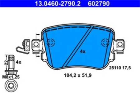 Bromsbeläggsats, Bakaxel, audi,seat,skoda,vw, 2K5 698 451 A, 2Q0 698 451 A, 5Q0 698 451 B, 5Q0 698 451 F, 5Q0 698 451 L, 8U0 69