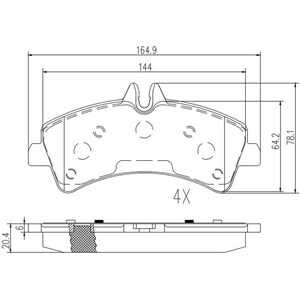 Bromsbeläggsats, Bakaxel, mercedes-benz,vw, 004 420 81 20, 005 420 74 20, 006 420 22 20, 006 420 45 20, 2E0 698 451 A, 2E0 698 