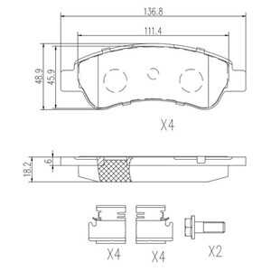 Bromsbeläggsats, Bakaxel, citroën,fiat,peugeot, 0000071772817, 16 111 408 80, 16 114 574 80, 1611140880, 1611457480, 4253 59, 4