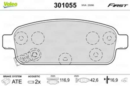 Bromsbeläggsats, Bakaxel, chevrolet,opel,vauxhall, 13300867, 13319293, 13319294, 13404405, 13411380, 13411383, 13417473, 134734