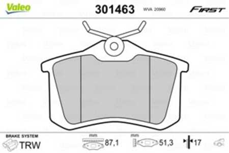 Bromsbeläggsats, Bakaxel, renault,seat,citroën,vw,fiat,skoda,ford,ds,lancia,audi,peugeot, 1001096, 10030811, 1027640, 1115107, 