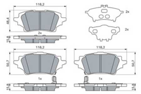 Bromsbeläggsats, Bakaxel, toyota c-hr, c-hr van, corolla halvkombi, corolla kombi, corolla sedan, yaris, 04466 02400, 04466 F40