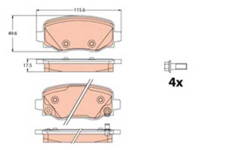 Bromsbeläggsats, Bakaxel, fiat 500x, jeep compass, renegade suv, 77367145, 77367417