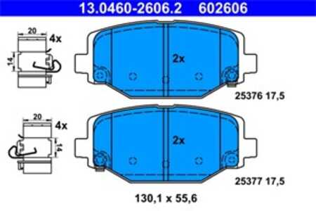 Bromsbeläggsats, Bakaxel, fiat freemont, lancia voyager minibus,  minivan, K68144209AA, K68159526AA, K68159526AB, K68159526AC