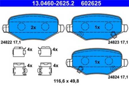 Bromsbeläggsats, Bakaxel, chrysler grand voyager v, fiat freemont, 0 6802 9887AA, 0 6815 9138AA, 0 6819 2439AA, 0 6819 2439AB, 