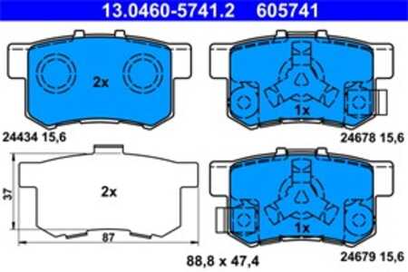 Bromsbeläggsats, Bakaxel, honda accord viii, accord coupé ix, accord kombi viii, accord sedan ix, cr-v ii, 43022-TL0-G50, 43022