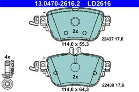 Bromsbeläggsats, Bakaxel, mercedes-benz, 000 420 60 00, 000 420 97 00, 000 420 98 00, A 000 420 60 00, A 000 420 97 00, A 000 4