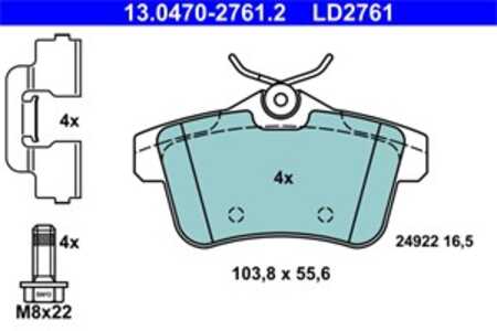 Bromsbeläggsats, Bakaxel, citroën,ds,peugeot, 16 085 206 80, 16 086 816 80, 16 168 727 80, 16 231 808 80, 16 364 112 80, 4254 3