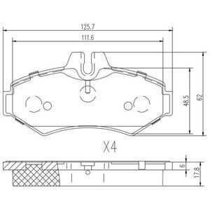 Bromsbeläggsats, Bakaxel, mercedes-benz,vw, 000 420 97 20, 003 420 24 20, 004 420 25 20, 008 420 43 20, 008 420 44 20, 2D0 698 