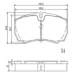 Bromsbeläggsats, Bakaxel, iveco, 1501265, 1718023, 42470841, 42555406, 42560080, 42561101, 42561102, 42567447, 42576680, 504226