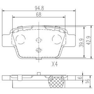 Bromsbeläggsats, Bakaxel, alfa romeo mito, fiat bravo ii, linea, multipla, stilo, stilo multi wagon, lancia delta iii, 00000717