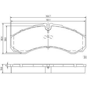 Bromsbeläggsats, Bakaxel, iveco, 1906401, 19092981, 2992339, 2995633, 2995693, 2996465, 2996535, 41060-MB225, 42470846, 4253579