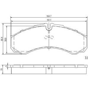 Bromsbeläggsats, Bakaxel, iveco, 1906401, 19092981, 2992339, 2995633, 2995693, 2996465, 2996535, 41060-MB225, 42470846, 4253579