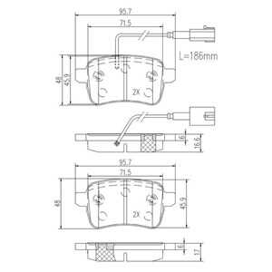 Bromsbeläggsats, Bakaxel, alfa romeo giulietta, dodge dart, 71770092, 77365357