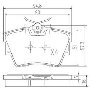 Bromsbeläggsats, Bakaxel, nissan,opel,renault,vauxhall, 16 05 199, 44 06 070 91R, 4406000QAF, 4414029, 4414520, 77 01 050 918, 