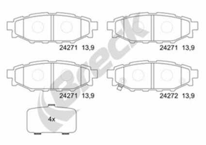 Bromsbeläggsats, Bakaxel, subaru,toyota, 26696AG000, 26696AG010, 26696AG030, 26696AG031, 26696AG050, 26696AG051, 26696FJ000, SU