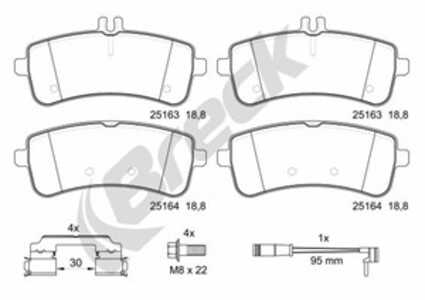 Bromsbeläggsats, Bakaxel, mercedes-benz, 0074200220, 0074200320, 0074204420, 0084201120, 0084202920, A0074200220, A0074200320, 