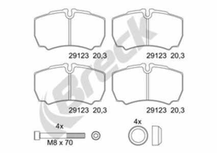 Bromsbeläggsats, Bakaxel, iveco, 2991667, 42470841, 42555406, 42560080, 42561101, 42561102, 42567447, 42576680, 42576681, 50005