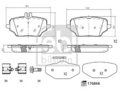 Bromsbeläggsats, Bakaxel, mercedes-benz gle [v167], 000 420 42 02, A000 420 42 02