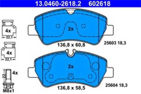 Bromsbeläggsats, Bakaxel, ford, 1763916, 1829395, 1840037, BK21-2M008-AA, BK21-2M008-AB, BK21-2M008-AC