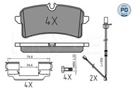 Bromsbeläggsats, Bakaxel, audi a6 c7, a6 c7 avant, a7 sportback, a8 d4, porsche macan, 4H0 698 451 E, 4H0 698 451 F, 4H0 698 45