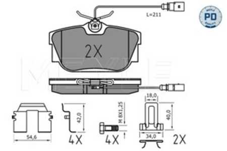 Bromsbeläggsats, Bakaxel, ford,seat,vw, 1 133 448, 1 205 697, 1 207 518, 1 345 339, 5M21-2M008-BB, 7D0 698 451 B, 7D0 698 451 F