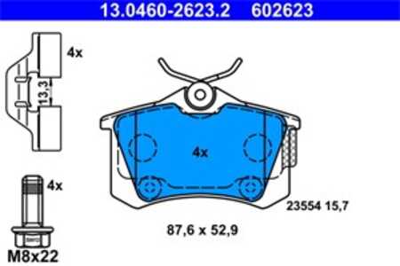 Bromsbeläggsats, Bakaxel, citroën,ds,opel,peugeot, 16 168 726 80, 16 231 807 80, 16 318 317 80, 3649110