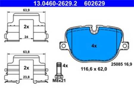 Bromsbeläggsats, Bakaxel, land rover range rover iii, range rover sport i, LR015577, LR025739