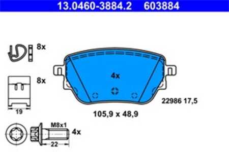 Bromsbeläggsats, Bakaxel, mercedes-benz, 000 420 75 00, A 000 420 75 00