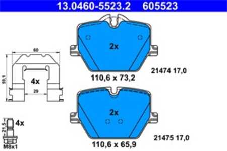 Bromsbeläggsats, Bakaxel, bmw,toyota, 04466-WAA03, 34 20 6 888 835