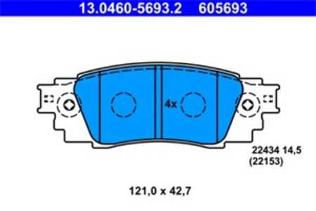 Bromsbeläggsats, Bakaxel, lexus es, nx, ux, toyota camry, c-hr, c-hr van, corolla cross, rav 4 v, rav 4 van v, 04466-10010, 044