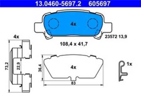 Bromsbeläggsats, Bakaxel, subaru, 26696AG020, 26696FA010, 26696FA030, 26696FC000, 26696FC001, 26696FC002, 26696FC020