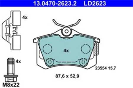 Bromsbeläggsats, Bakaxel, citroën,ds,opel,peugeot, 16 168 726 80, 16 231 807 80, 16 318 317 80, 3649110