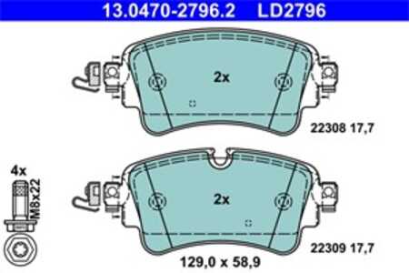 Bromsbeläggsats, Bakaxel, audi,vw, 4N0 698 451, 80A 698 451 B, 8W0 698 451 F, 8W0 698 451 G, 8W0 698 451 H, 8W0 698 451 J, 8W0 