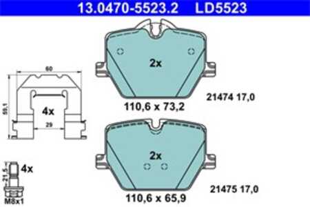 Bromsbeläggsats, Bakaxel, bmw,toyota, 04466-WAA03, 34 20 6 888 835