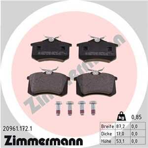 Bromsbeläggsats, Bakaxel, audi,citroën,ds,fiat,ford,honda,lancia,peugeot,seat,skoda,vw, 1 001 096, 1 027 640, 16 070 832 80, 16